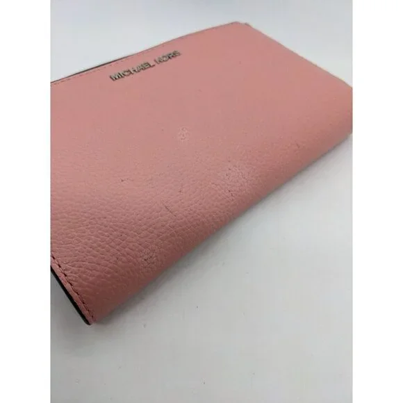 MICHAEL KORS Adele Jet Set logo double zip leather phone wallet wristlet (Used) - Picture 3 of 13